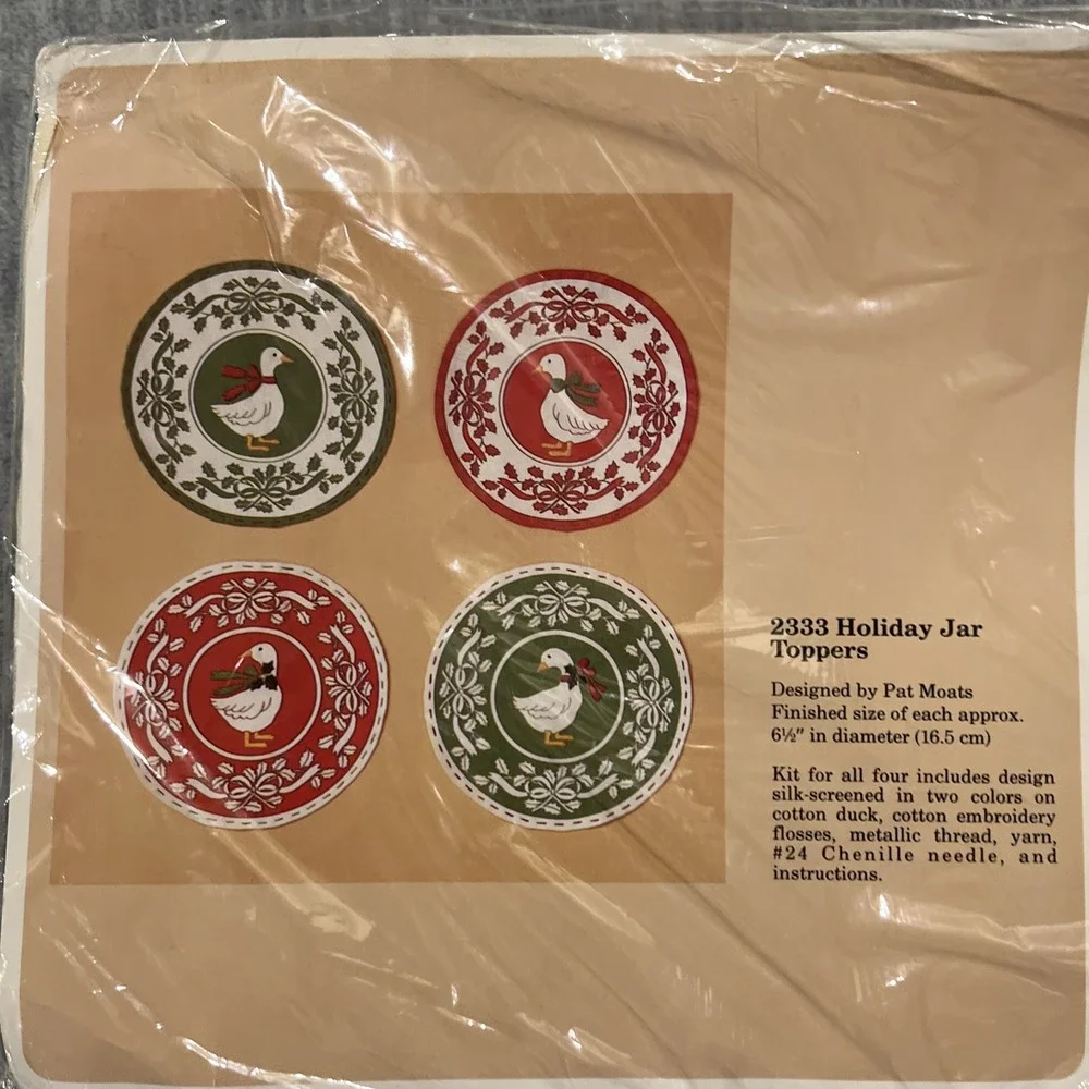 The Creative Circle Holiday Jar Toppers Cross Stitch Kit #2333 Goose‎ New 1986